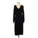 Wilfred Free Casual Dress - Midi V Neck 3/4 sleeves: Black Solid Dresses - Women's Size 2X-Small