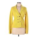 Ann Taylor LOFT Blazer Jacket: Short Yellow Print Jackets & Outerwear - Women's Size Medium