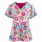 Women Nurse Uniform Cartoon Animal 3d Print Pocket V-Neck Nursing Scrubs Tops Workwear Clothes