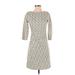 J. McLaughlin Casual Dress - A-Line Crew Neck 3/4 sleeves: Ivory Dresses - Women's Size X-Small