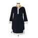 J.Crew Factory Store Casual Dress - Shirtdress Collared 3/4 sleeves: Blue Color Block Dresses - Women's Size 8