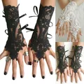 Lace Flower Fishnet Halloween Black and White Hollow Gloves Elegant Sun Protection Women Mesh Dance