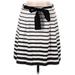 White House Black Market Formal A-Line Skirt Knee Length: White Stripes Bottoms - Women's Size 6