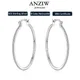 Anziw Fashion Big Large Hoop Earrings 925 Sterling Silver Full Round Cut Moissanite Earrings for