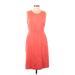 Lands' End Cocktail Dress - A-Line: Orange Solid Dresses - Women's Size 10