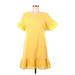 Lush Casual Dress - Mini Scoop Neck Short sleeves: Yellow Print Dresses - Women's Size Large