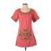 Hot & Delicious Casual Dress - Mini Scoop Neck Short sleeves: Pink Floral Dresses - Women's Size Small