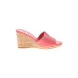 Calvin Klein Sandals: Slip On Wedge Boho Chic Pink Print Shoes - Women's Size 7 - Open Toe