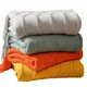 Cozy Textured Knitted Throw Blankets with Fringes Crochet Bed Sofa Cover Hotel Indoor Decoration