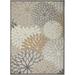 White 168 x 120 x 0.25 in Area Rug - Nourison Aloha Floral Rectangle 10' x 14' Area Rug in Brown/Gray | 168 H x 120 W x 0.25 D in | Wayfair