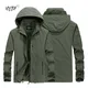 Fashion Men's Casual Windbreaker Jackets Hooded Jacket Man Waterproof Outdoor Soft Shell Winter Coat
