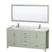 Wyndham Collection Sheffield 72" Double Bathroom Vanity Set w/ Mirror Wood/Stone in Gray | Wayfair WCS141472DKGCMUNSM70