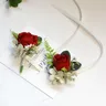 Boutonnieres fiori rose artificiali seta avorio corpetto Buttonhole Groomsmen Boutonniere per uomo