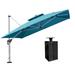 Arlmont & Co. Shalonte 132" Cantilever Umbrella w/ Crank Lift Counter Weights w/ Base in Ground, in Green/Blue/Navy | Wayfair