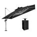 Arlmont & Co. Selvin 132 Double Top Square Umbrella w/ Solar Lights & Base in Ground, Polyester in Black | 108 H x 132 W x 132 D in | Wayfair