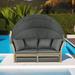 Red Barrel Studio® Outdoor Patio Daybed Wicker Rattan Double Daybed Round Sofa Furniture Set w/ Retractable Canopy | Wayfair