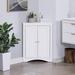 Red Barrel Studio® sideboard cabinet, corner cabinet, Bathroom Floor Corner Cabinet w/ Doors & Shelves in White | Wayfair
