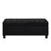 Red Barrel Studio® Upholstered Tufted Button Storage Bench, Faux leather Entry Bench w/ Wooden Legs in Black | Wayfair