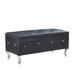 House of Hampton® Upholstered Storage Ottoman Bench For Bedroom End Of Bed Faux Leather Rectangular Storage Benches Footrest w/ Crystal Buttons For Living Room Entryw | Wayfair