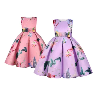Blumen Mädchen Kleid Sommer ärmellose Mode elegante kleine Prinzessin Kleid Tanz Geburtstags feier Image