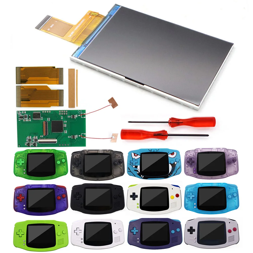 Hispeedido gba ips bildschirm v5 lcd hintergrund beleuchtung kits 720*480 highlight helligkeit display lcd für gameboy advent shell gehäuse Image