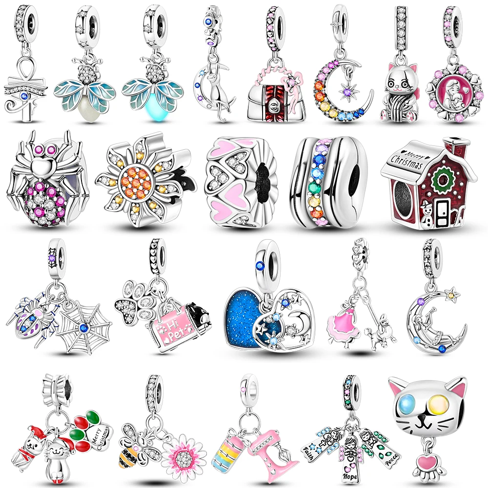 Neuheiten Silber Überzogene Nette Haustier Mond Leuchtende Glühwürmchen Charms Fit Original Armreif Perlen Pendent Baumeln Armband DIY Schmuck Image
