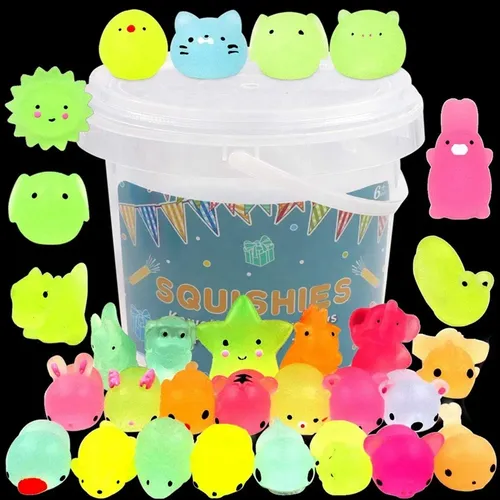 24 Stück für Kinder kawaii Tiere Squishies Mochi Squishy Spielzeug im Dunkeln leuchten Party