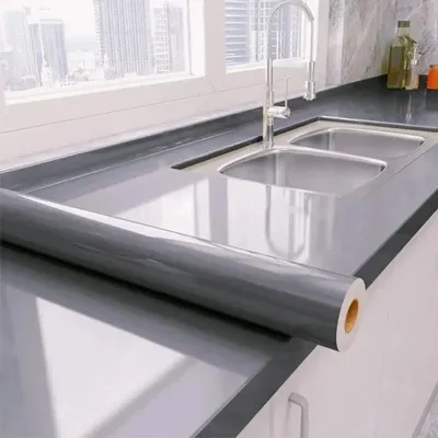 PVC Küchen arbeits platte transparente Folie, selbst klebende öl beständige verdickte Marmor tapete, Image