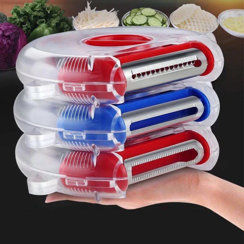 Accessori per utensili da cucina multifunzionali 3 IN 1 per pelapatate di frutta e verdura in acciaio inossidabile
