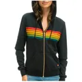 2024 AVIATOR NATION women's 5 Stripe Rainbow manica lunga Zip-up Stitch Pullover felpa con cappuccio