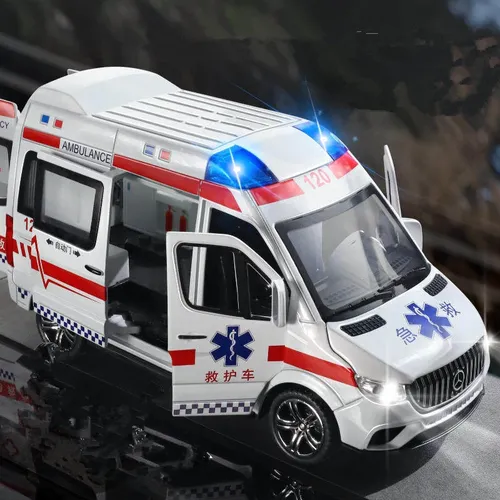 1:24 krankenwagen Auto Modell Gießt Druck Metall Spielzeug Polizei Krankenwagen Auto Modell Sammlung