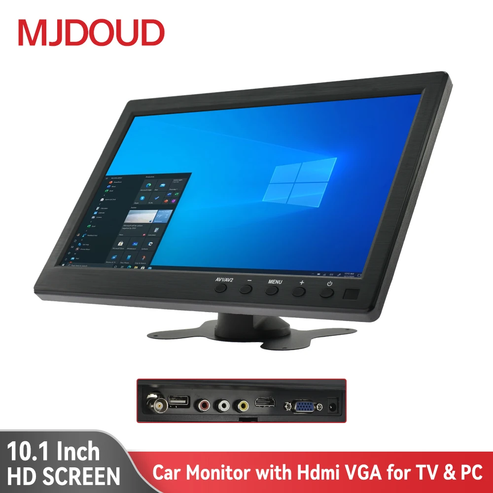 MJDOUD 10,1 Zoll Auto HDMI Monitor mit VGA für TV Computer LCD Farbbildschirm für PC Home Security System Backup Kamera Display Image