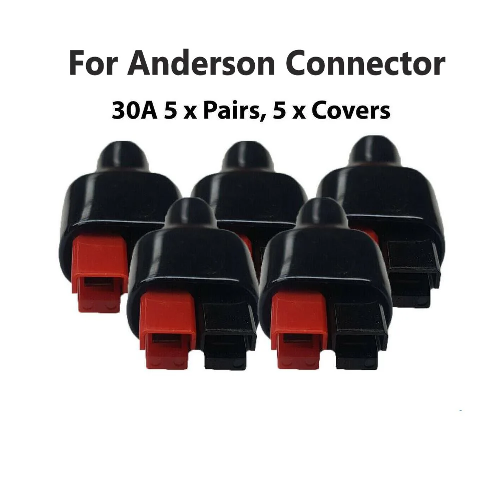 5 Pairs 30AMP Stecker 600 V Für Anderson Stil Stecker Gummi Schwarz PVC Staub Abdeckungen Terminal Hülsen Für Elektrische Ausrüstung Image
