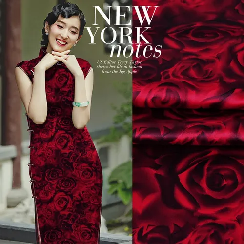 Silk Satin Stoff Kleid Sommer stil 100% rote rose patchwork patchwork (1 meter)