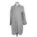 Madewell Casual Dress - Shirtdress Collared 3/4 sleeves: Gray Stripes Dresses - Women's Size X-Small