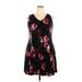 PREMISE Casual Dress - Fit & Flare: Black Floral Motif Dresses - Women's Size 2X