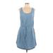 Dex Casual Dress - Mini Scoop Neck Sleeveless: Blue Print Dresses - Women's Size Large