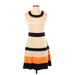 Allegra K Casual Dress - A-Line: Orange Color Block Dresses - Women's Size Small