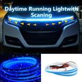 1.5m/1.8m Car Led Hood Light Universal Flexible Scan Light Strip Car Decoration Atmosphere Light White Ice Blue Waterproof