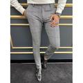 Homme Pantalon Chino Pantalon chino Pantalon habillé à carreaux Poche Plaid Confort Respirable Entreprise du quotidien Mode Casual Chic Gris Claire Gris