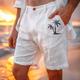 Homme Short Short en lin Short d'été Short de plage Cordon Taille elastique Imprimer Cocotier Confort Court du quotidien Vacances Plage 40% Lin Vacances Mode Vert militaire Blanche