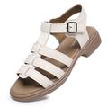 Femme Sandales Chaussures romaines Sandales de pêcheur Extérieur du quotidien Talon Bottier Bout ouvert Décontractées Confort Cuir Noir Rose Beige