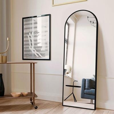 Ganzkörperspiegel Schwarz Rahmen Standspiegel Oval 150x50cm Wandspiegel Groß Wand Ganzkörper (für Image