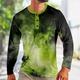 Encre Splash Mode du quotidien Décontractées Homme 3D effet Chemise Henley Shirt T-shirt Casual Vacances Sortie T-shirt Rouge Vert manche longue Henley Chemise Printemps Automne Vêtement Tenue S M