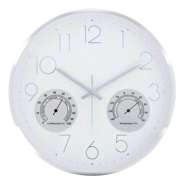 Mebus Quarz-Wanduhr mit Thermo-/ Hygrometer - 35 cm weiß Image