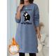 Women's Sweatshirt Dress Mini Dress Sherpa Fleece Lined Warm Outdoor Vacation Going out Crewneck Print Cat Letter Regular Fit Pink Blue Gray S M L XL XXL