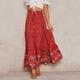 Women's Skirt A Line Swing Bohemia Maxi High Waist Skirts Floral Print Floral Holiday Vacation Summer Polyester Casual Boho Apricot Red