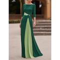 Sheath / Column Mother of the Bride Dress Elegant Jewel Neck Floor Length Crepe Stretch Chiffon 3/4 Length Sleeve with Crystal Brooch 2024