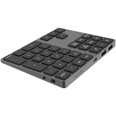 Aluminum Alloy Bluetooth Wireless Numeric Keypad with USB HUB Digital Input Function for WindowsMac OSAndroid laptop PC