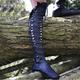 Women's Boots Combat Boots Plus Size Lace Up Boots Outdoor Daily Solid Color Over The Knee Boots Thigh High Boots Winter Hidden Heel Round Toe Fashion Industrial Style PU Lace-up Black Pink Blue
